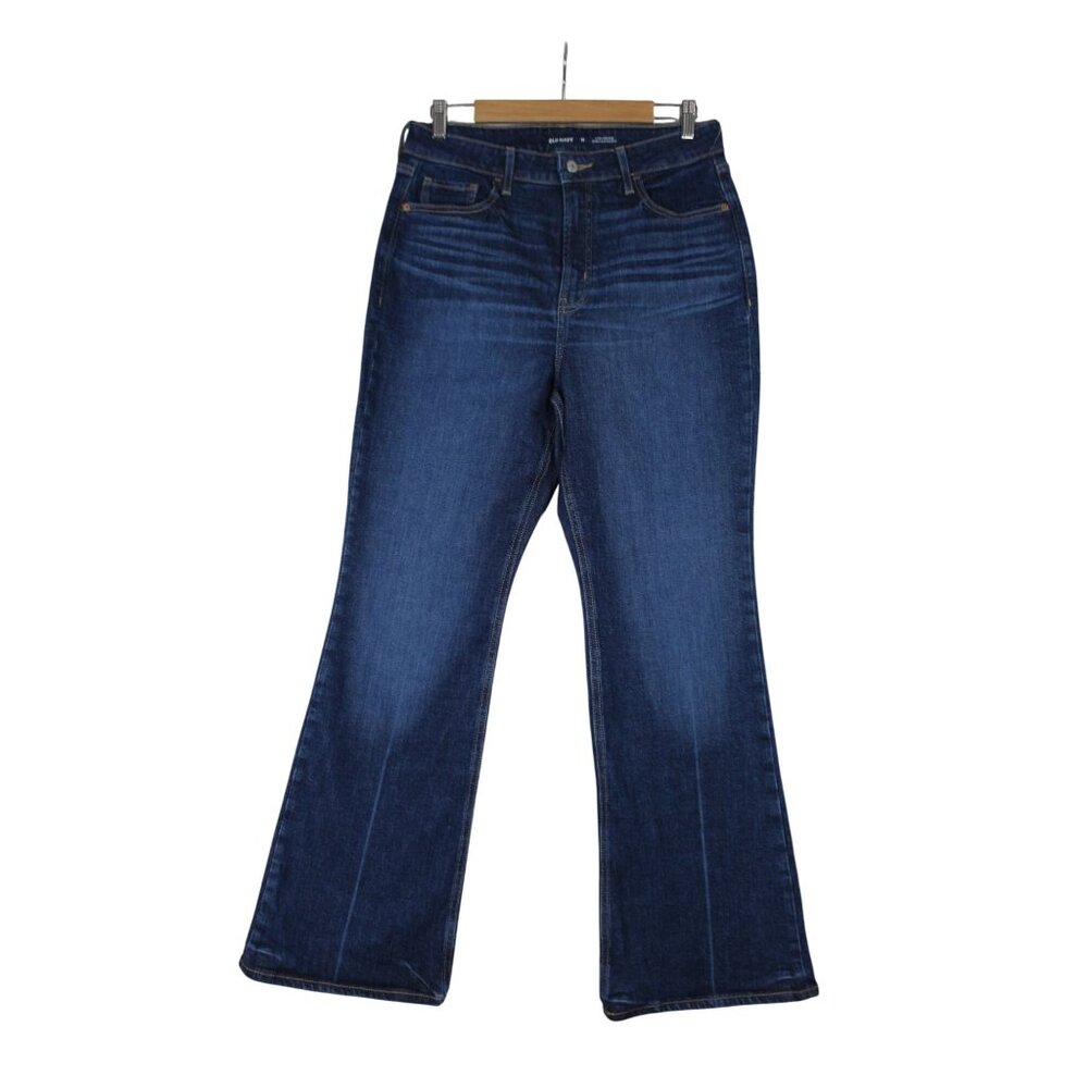 Old Navy women's extra high rise secret slim pockets flare‎ dark wash jeans 12